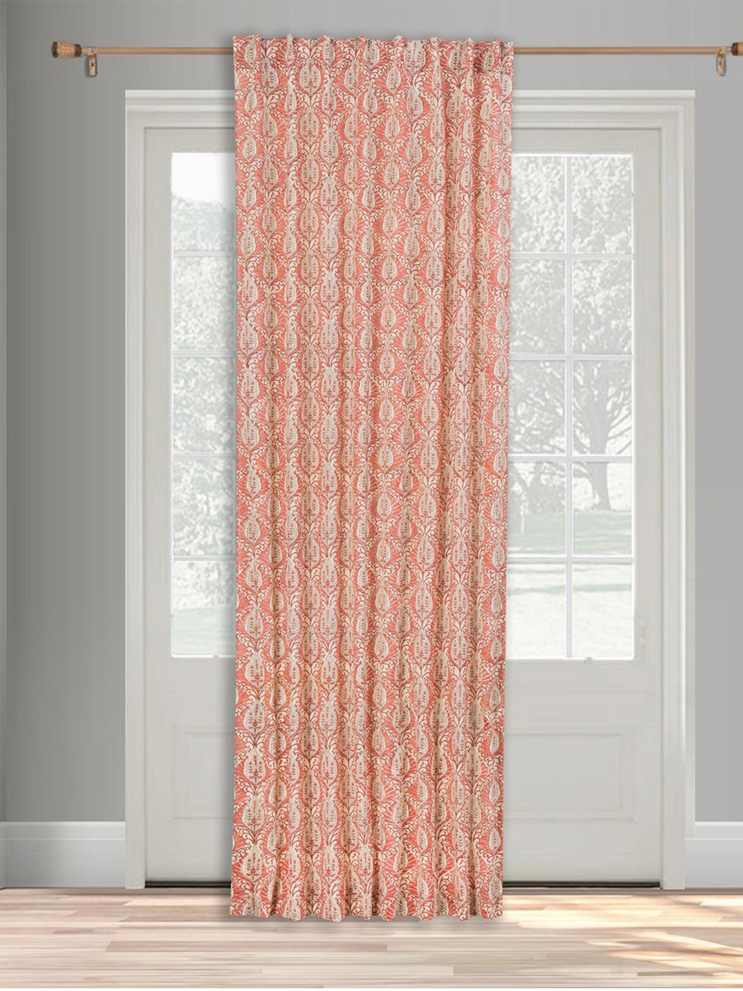 

Fabindia Paro Pink & Off White Ethnic Motifs Printed Cotton Long Door Curtain