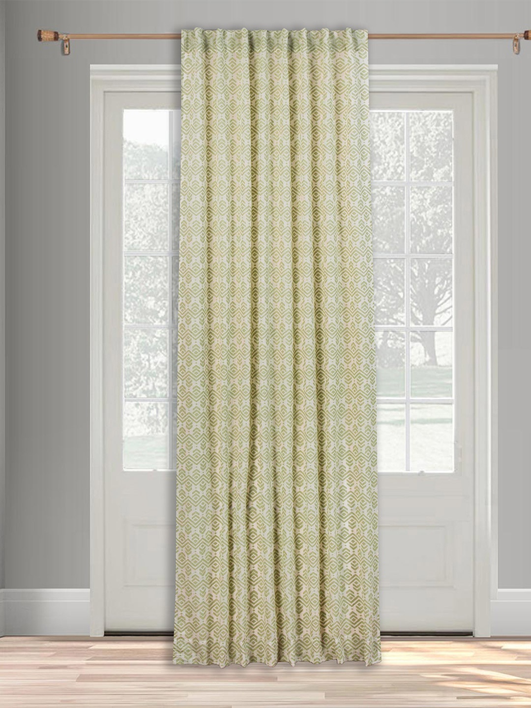 

Fabindia Beige & Green Geometric Printed Cotton Long Door Curtain