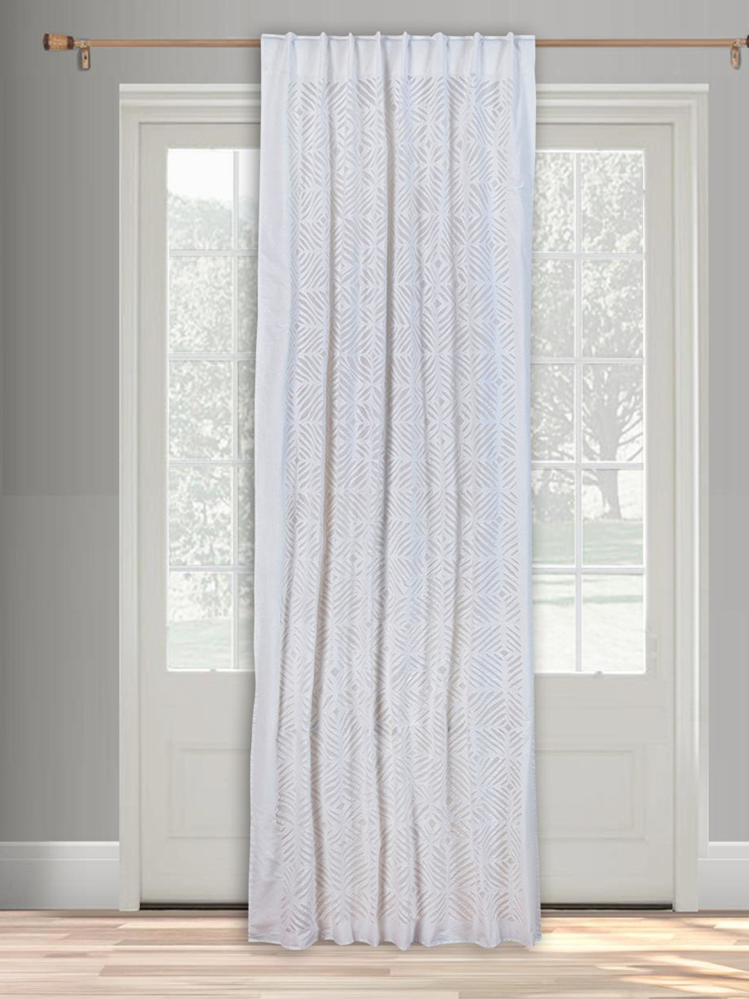 

Fabindia White & Grey Ethnic Motifs Cotton Long Door Curtain