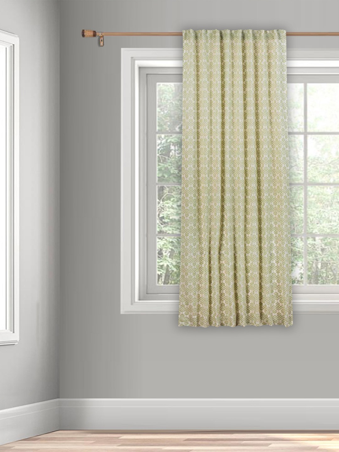 

Fabindia Beige & Green Geometric Window Curtain