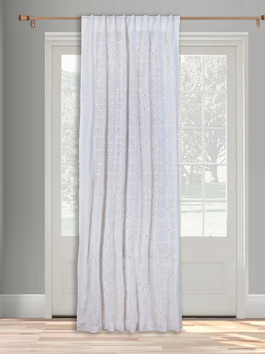 

Fabindia White & Grey Geometric Printed Cotton Door Curtain