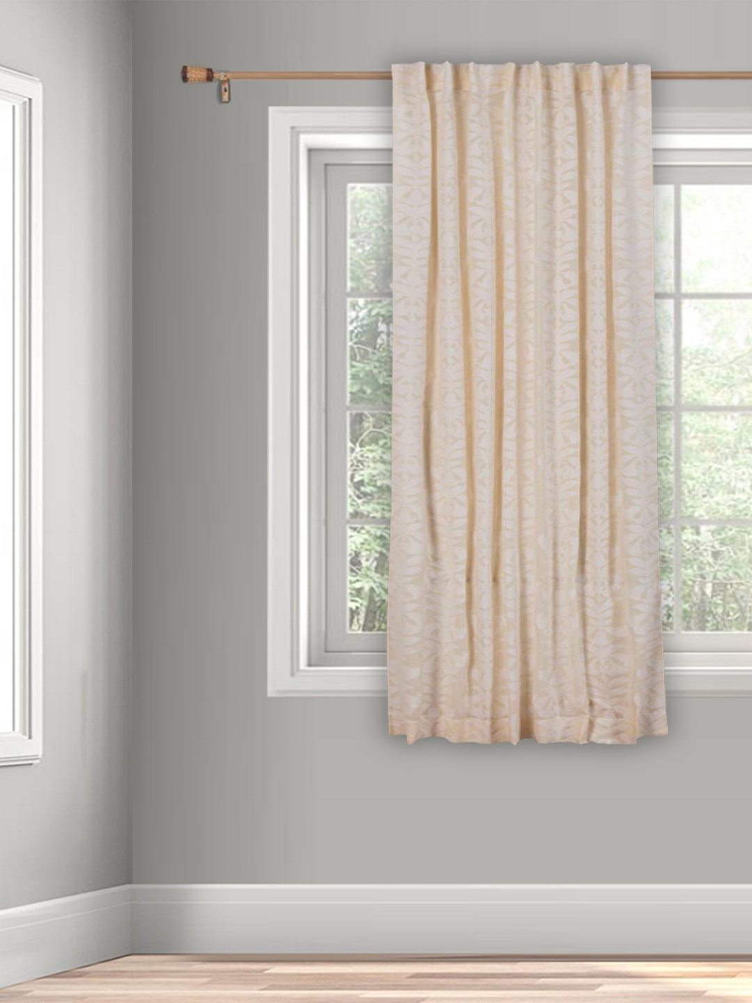 

Fabindia Beige & Off White Ethnic Motifs Printed Cotton Window Curtain