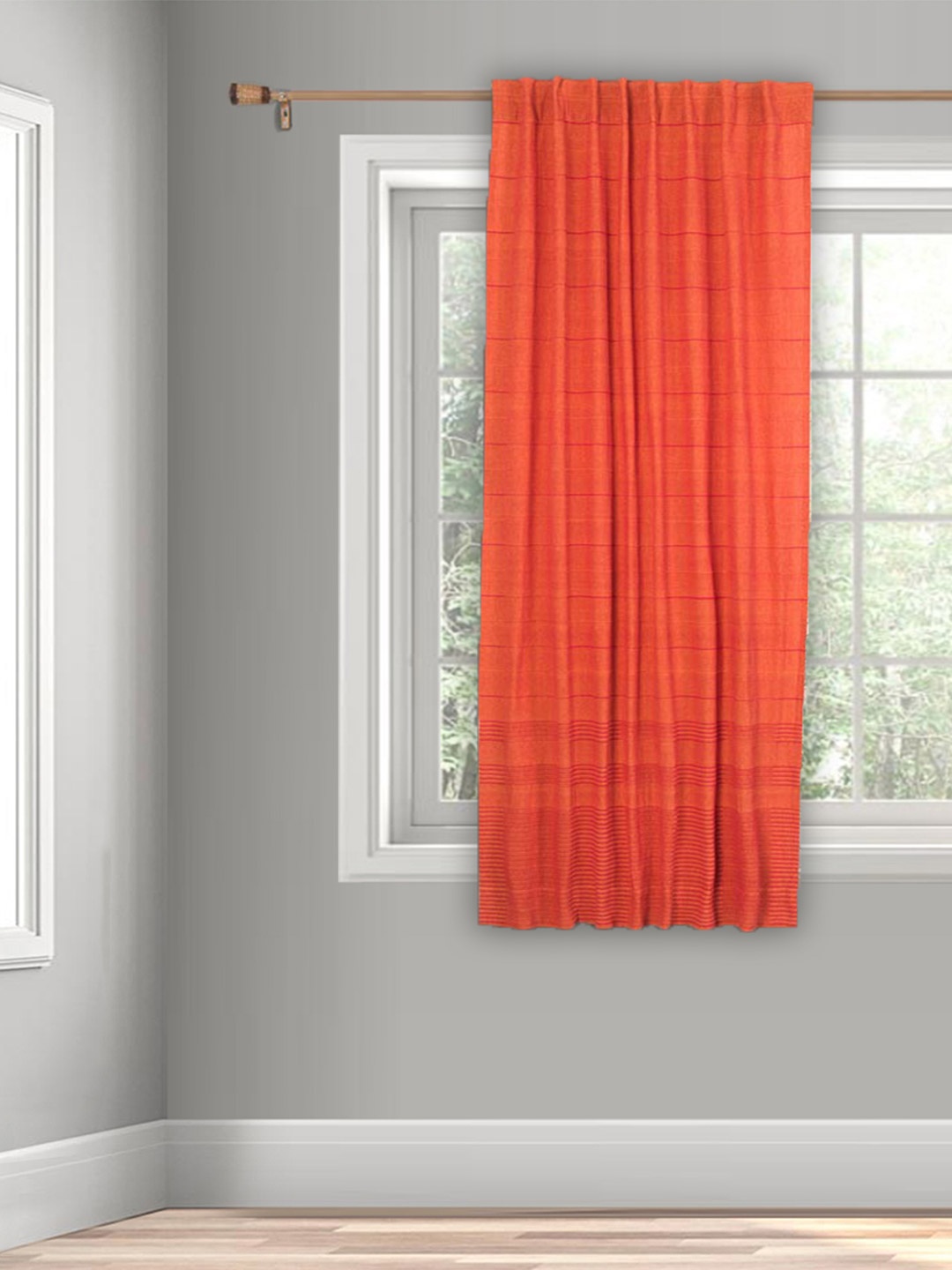 

Fabindia Red Striped Cotton Window Curtain