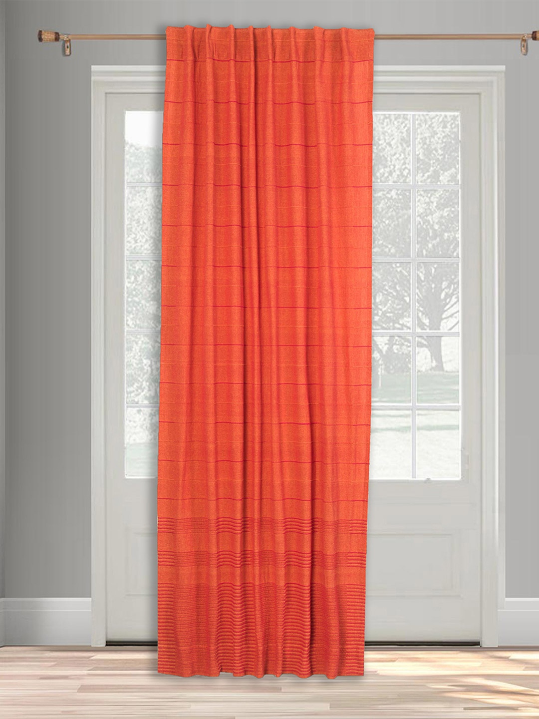 

Fabindia Red Striped Cotton Long Door Curtain