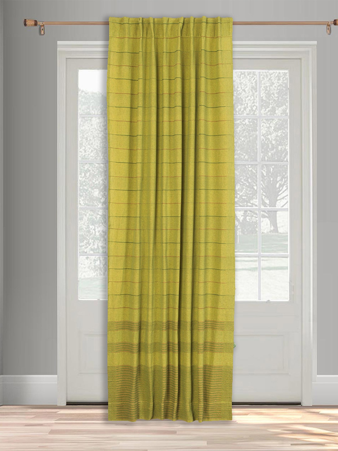 

Fabindia Green Striped Cotton Long Door Curtain