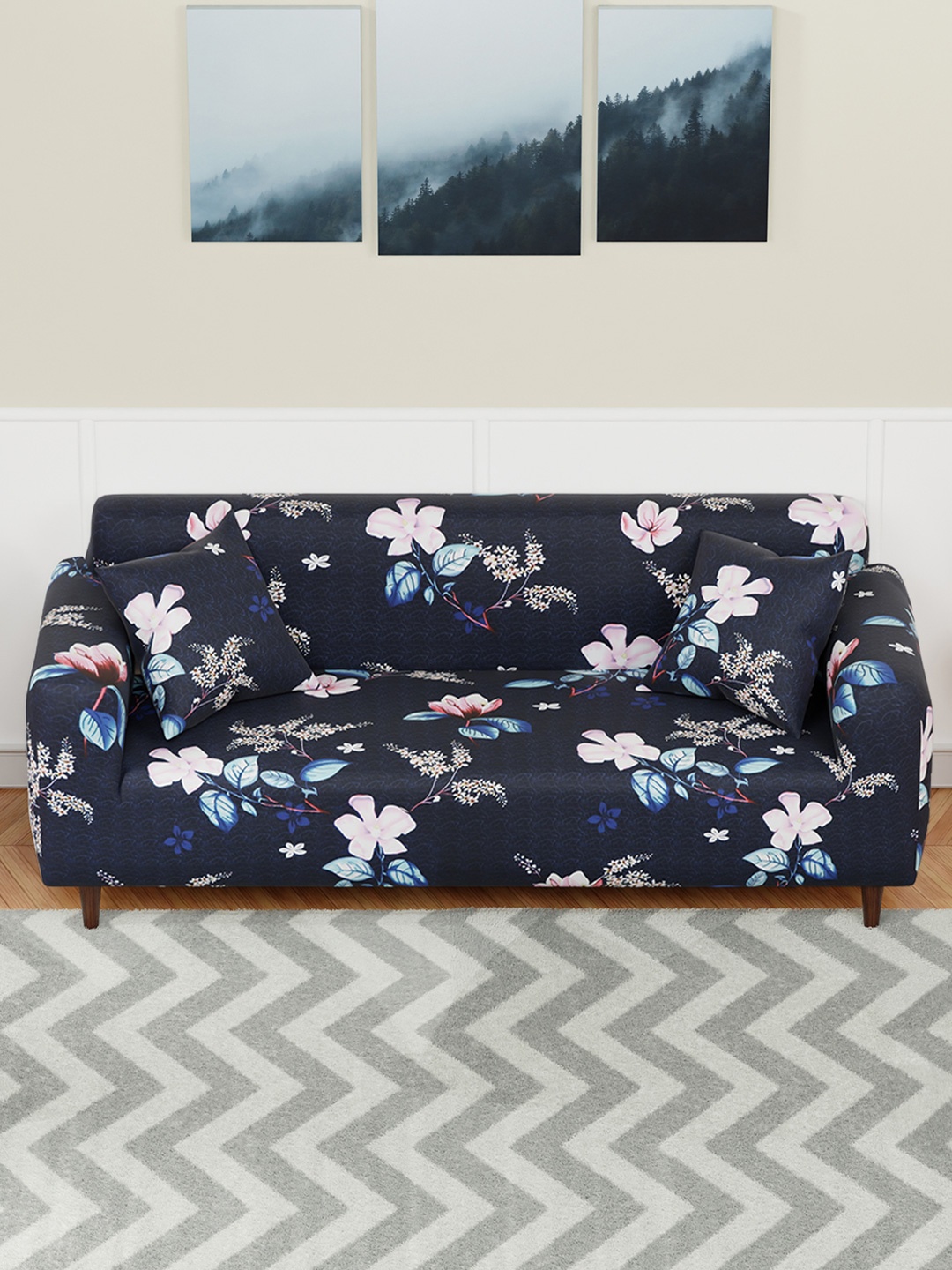 

Aura Blue & White Printed Elasticated Sofa Cover