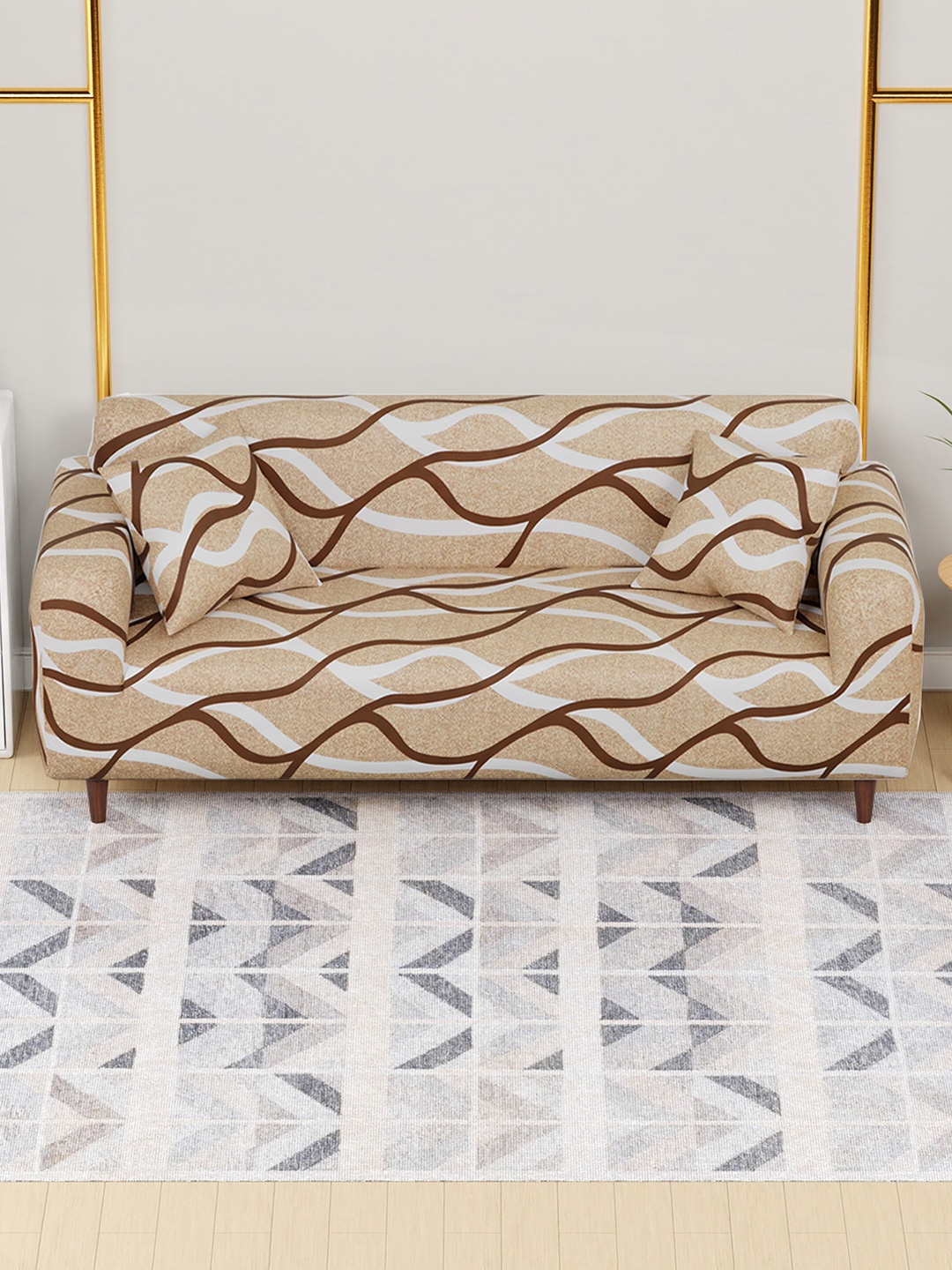 

Aura Beige & White Printed Elasticated Sofa Cover