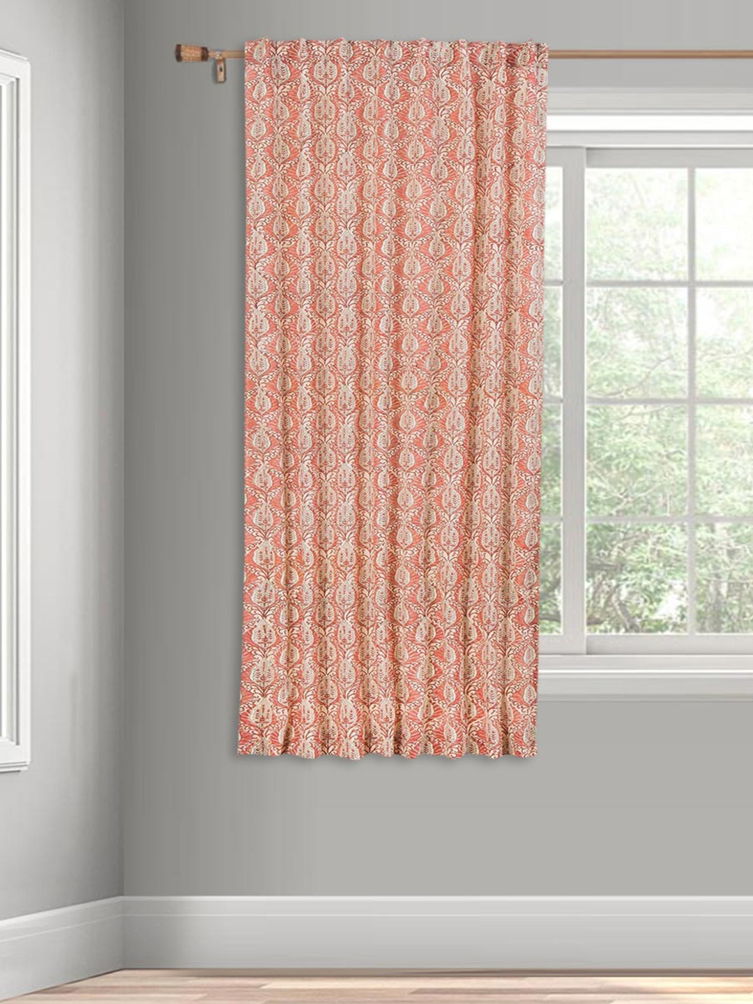 

Fabindia Paro Pink & Off White Ethnic Motifs Printed Cotton Window Curtain