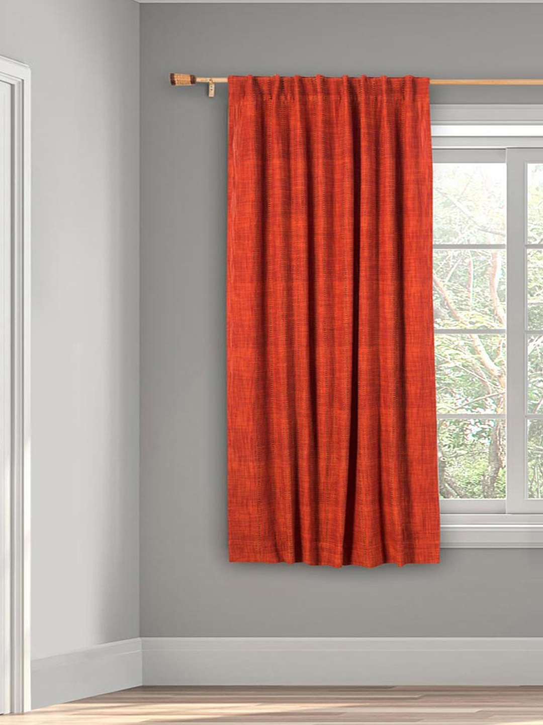 

Fabindia Red & Black Striped Cotton Window Curtain