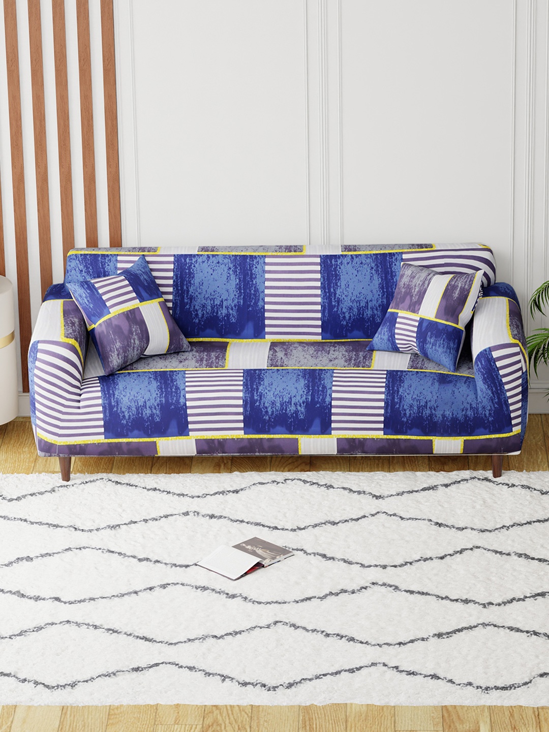 

Aura White & Purple Printed 3 Seater Elasticated Sofa Cover