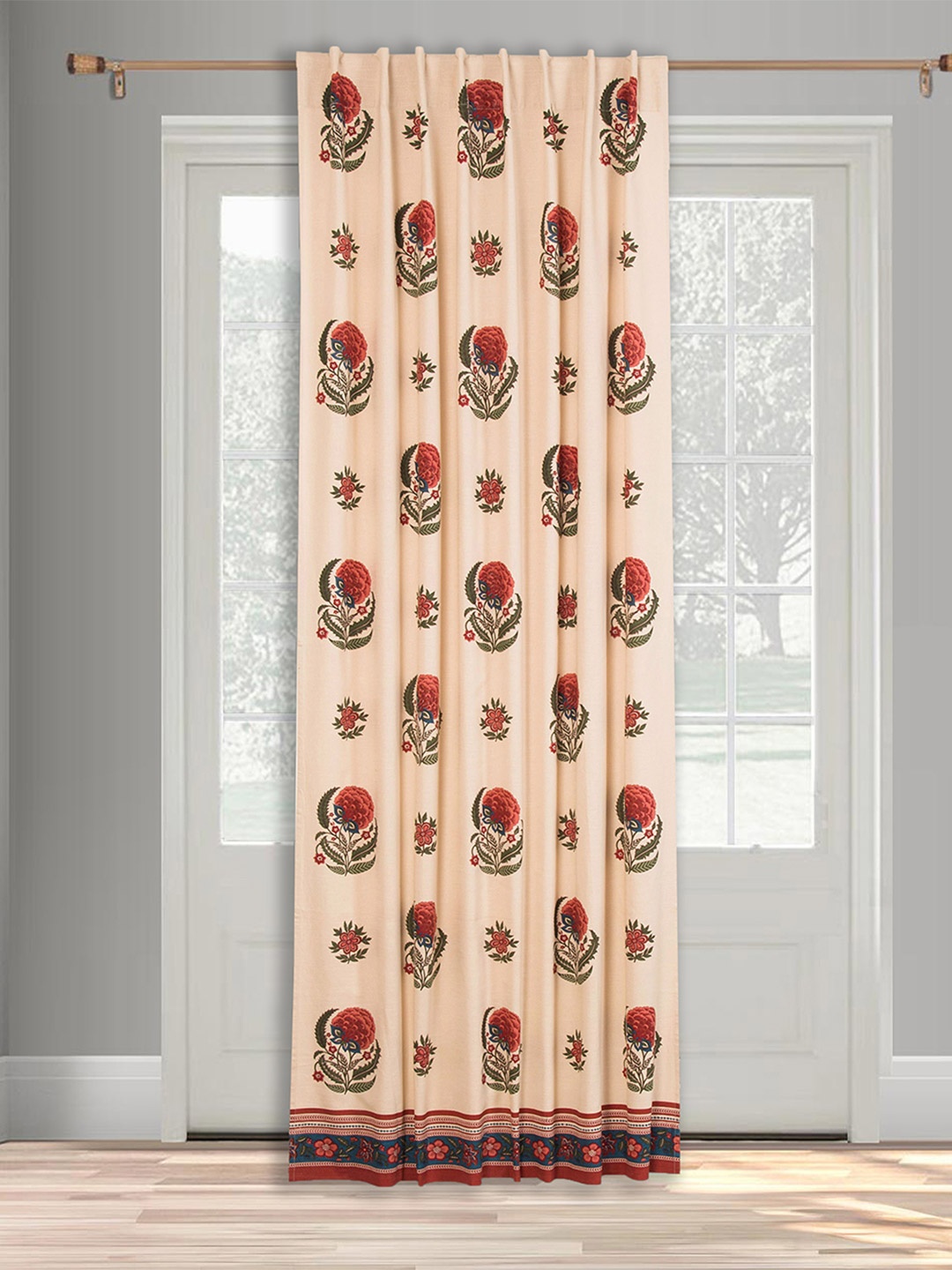 

Fabindia Gulzar Red & Beige Ethnic Motifs Printed Cotton Door Curtain