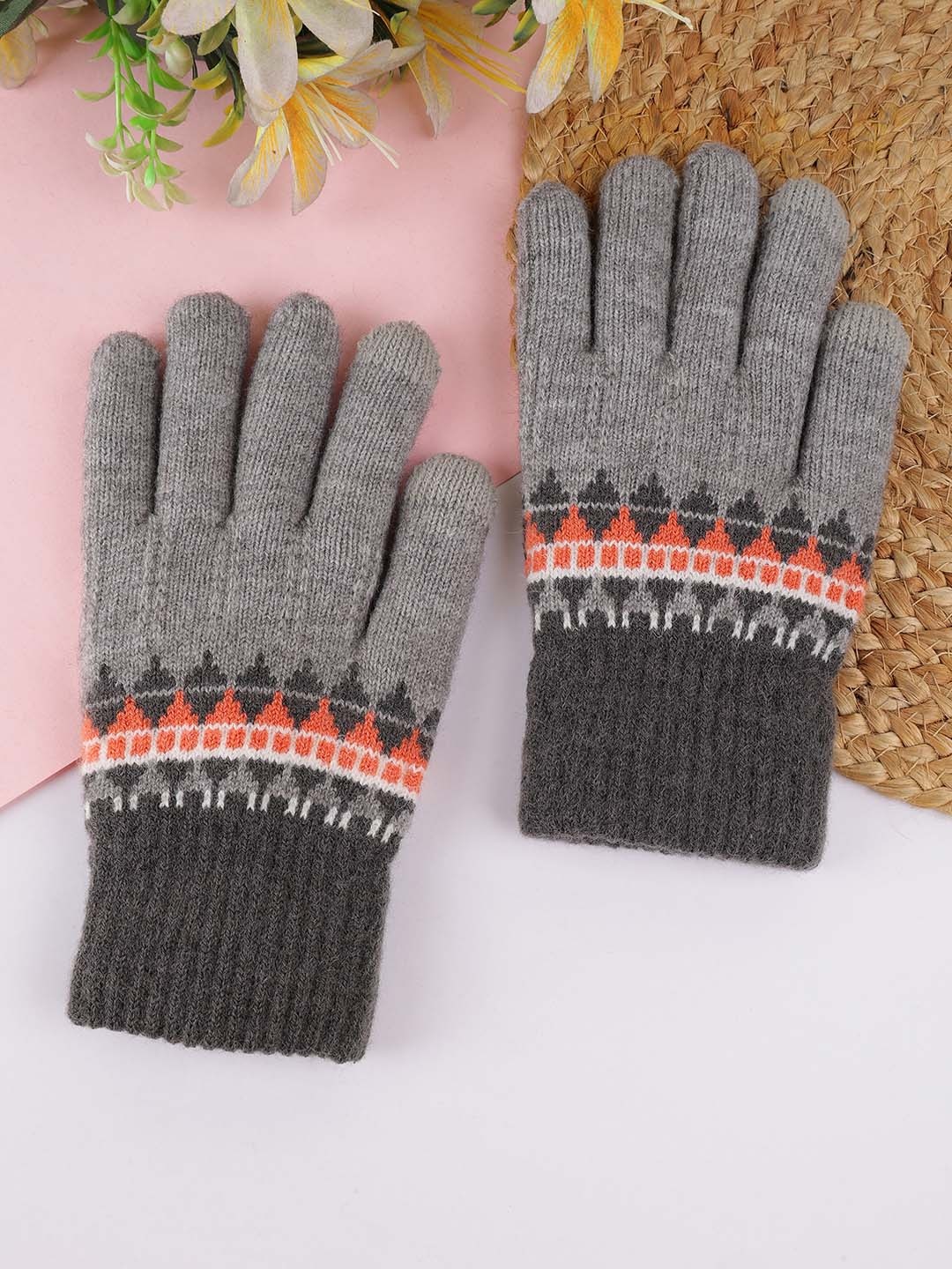 

ELLIS Unisex Patterned Touchscreen Gloves, Grey