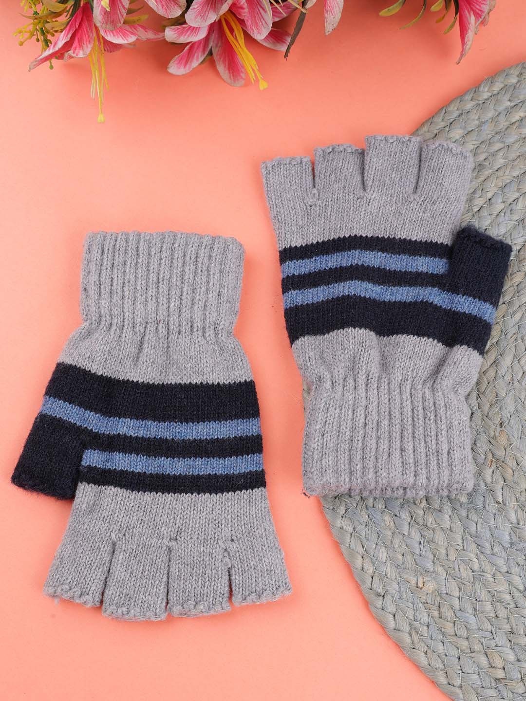 

ELLIS Unisex Patterned Fingerless Gloves, Grey