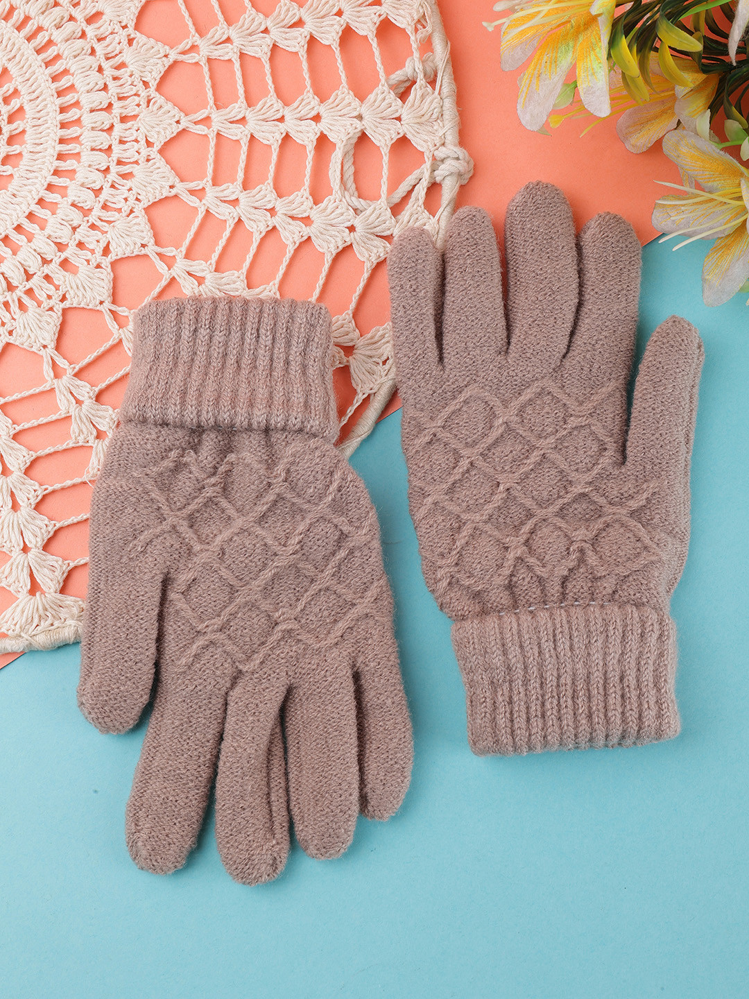 

ELLIS Unisex Patterned Winter Gloves, Grey
