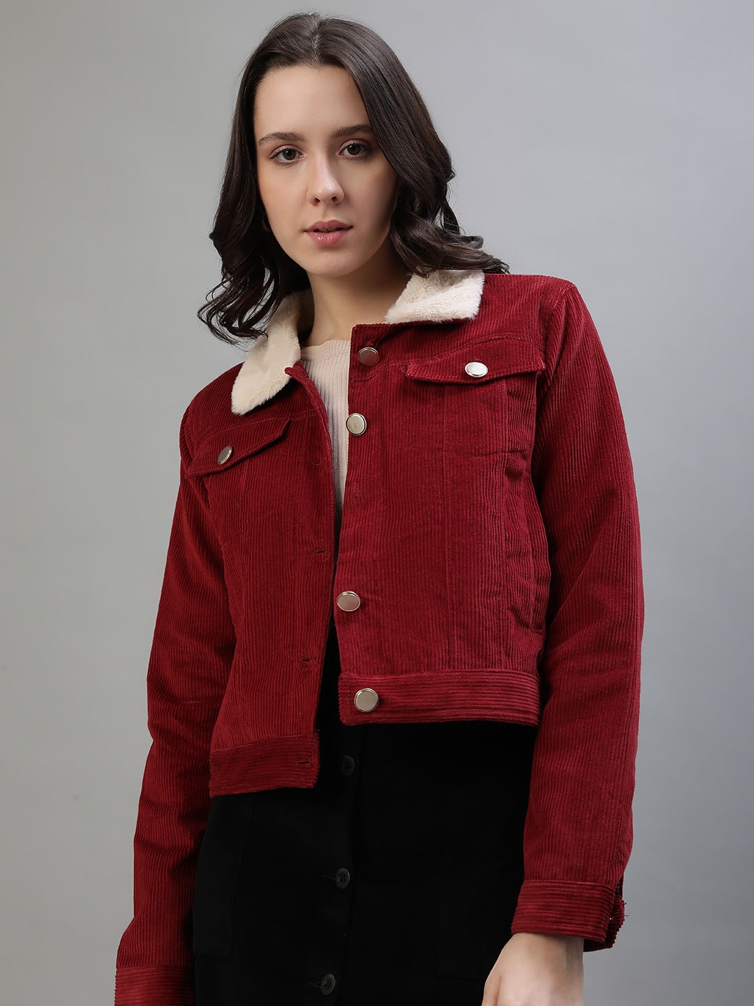 

Iconic Women Crop Tailored Jacket, Red