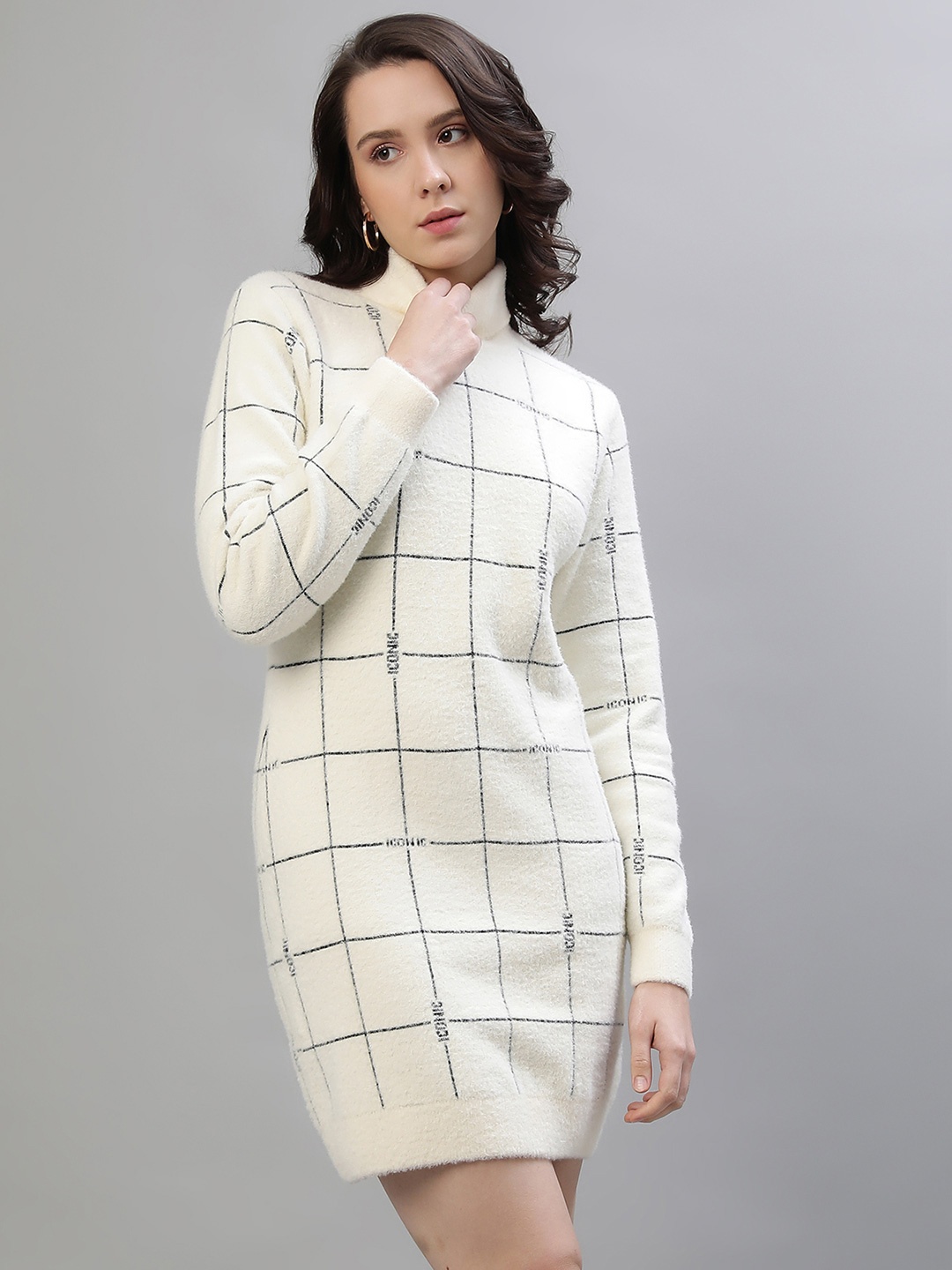 

Iconic Women Checked Shirt Dress, White