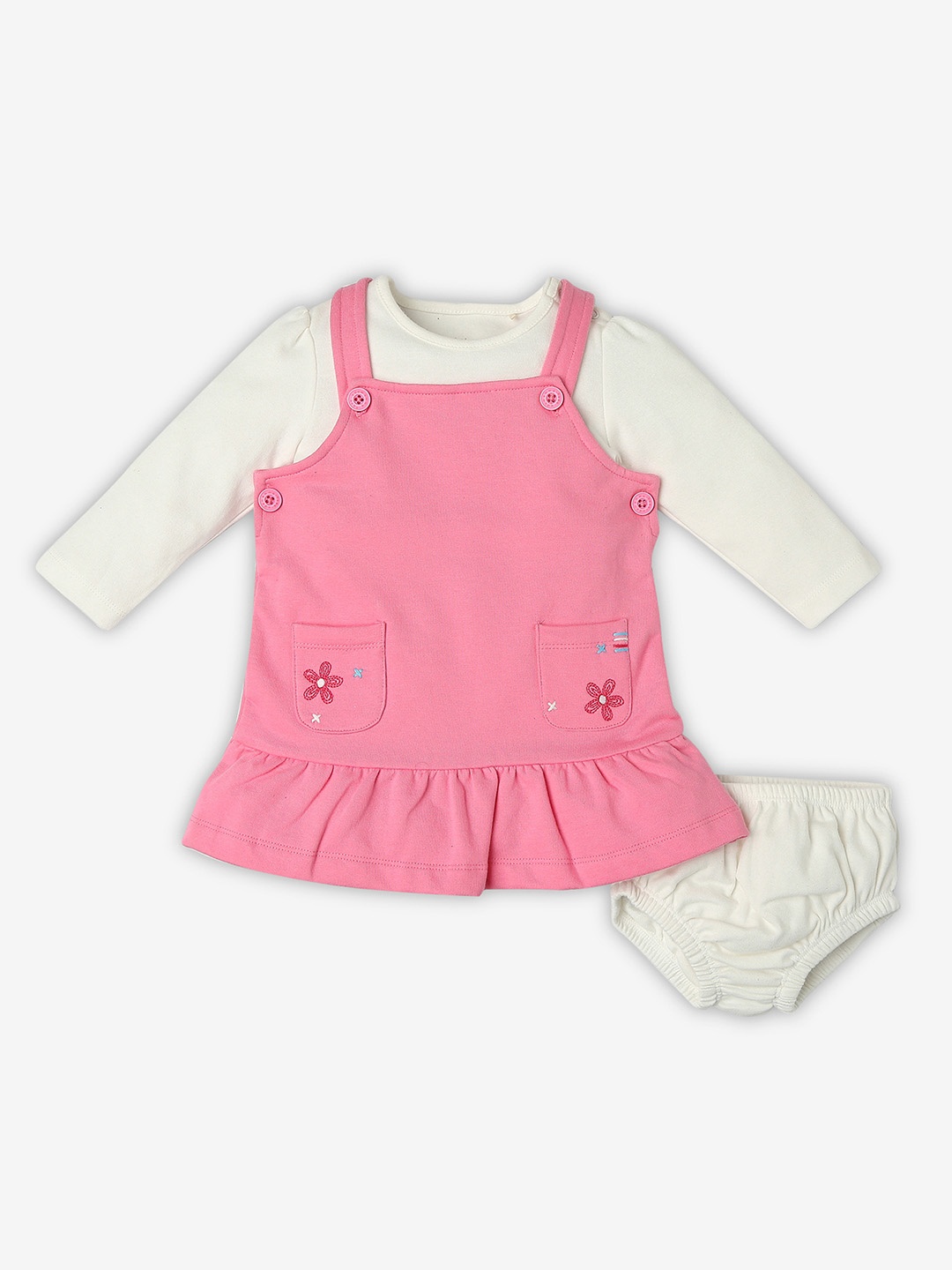 

Ed-a-Mamma Baby Girls Cotton Embroidered Pinafore Dress, Pink