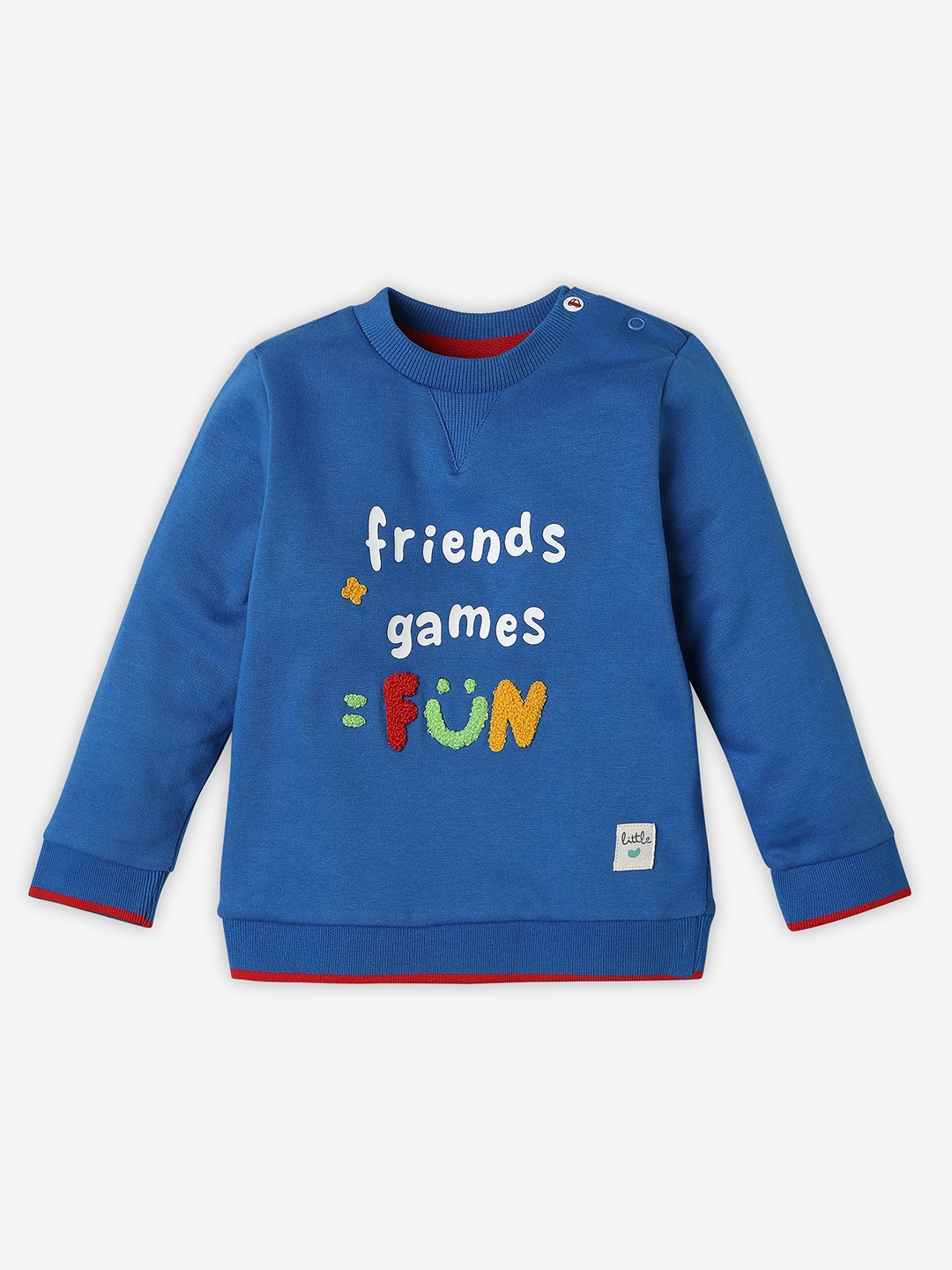 

Ed-a-Mamma Baby Boys Typography Printed Round Neck Cotton Pullover Sweatshirt, Blue