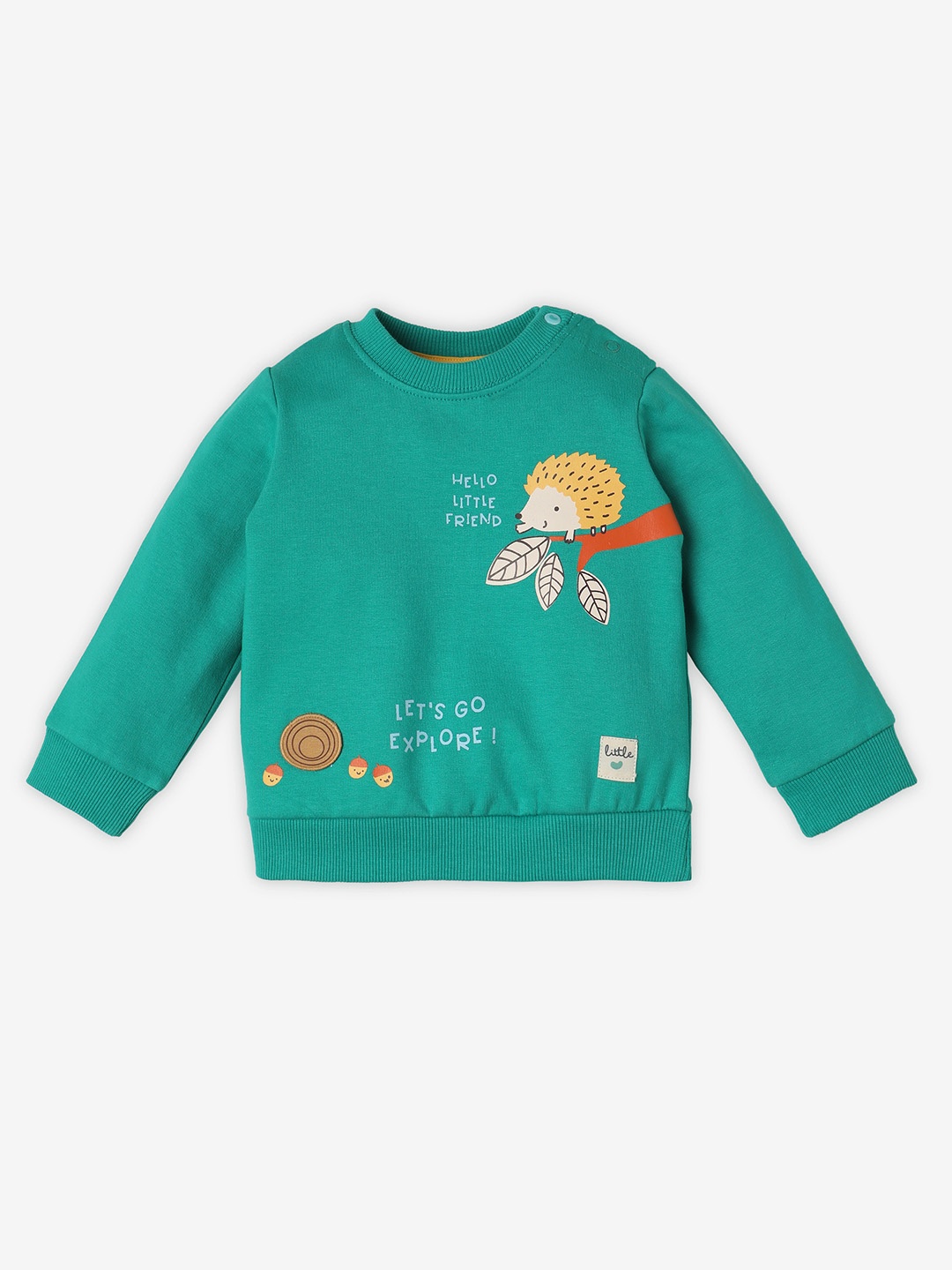 

Ed-a-Mamma Baby Boys Graphic Printed Round Neck Cotton Pullover Sweatshirt, Green