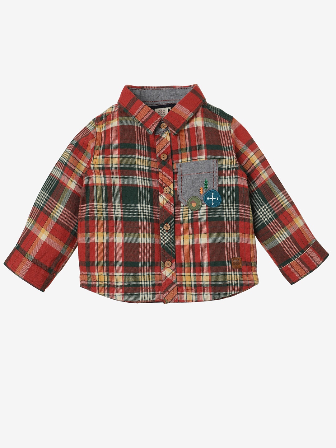 

Ed-a-Mamma Boys Premium Relax Spread Collar Tartan Checked Cotton Relaxed Fit Casual Shirt, Red