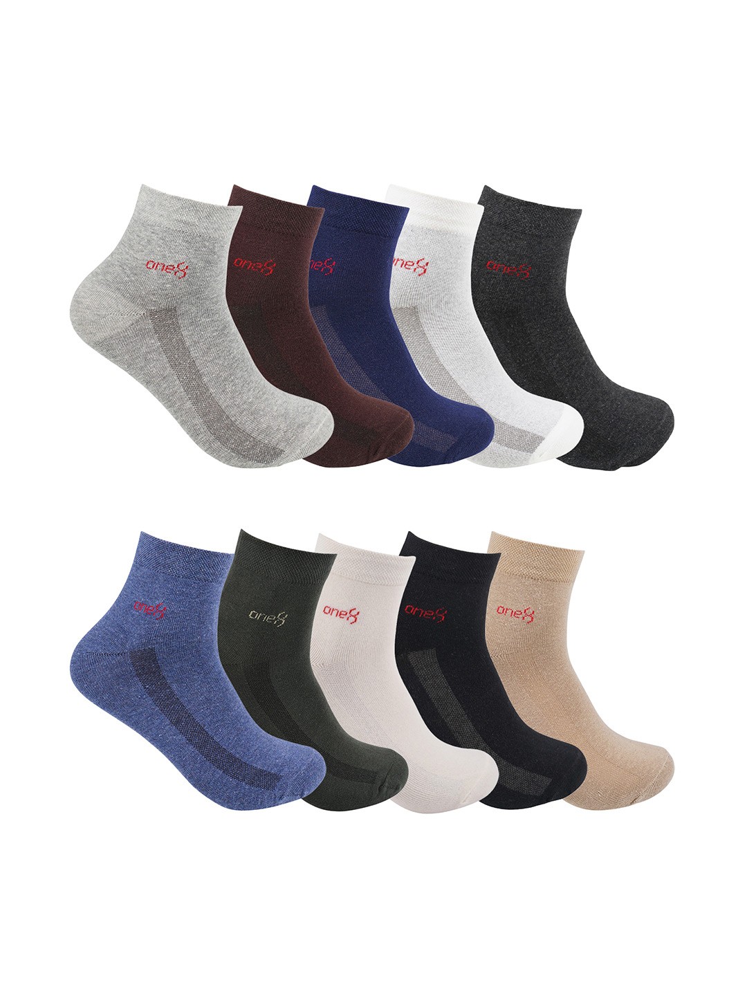 

One8 Men Pack Of 10 Cotton Above Ankle-Length Socks, Blue