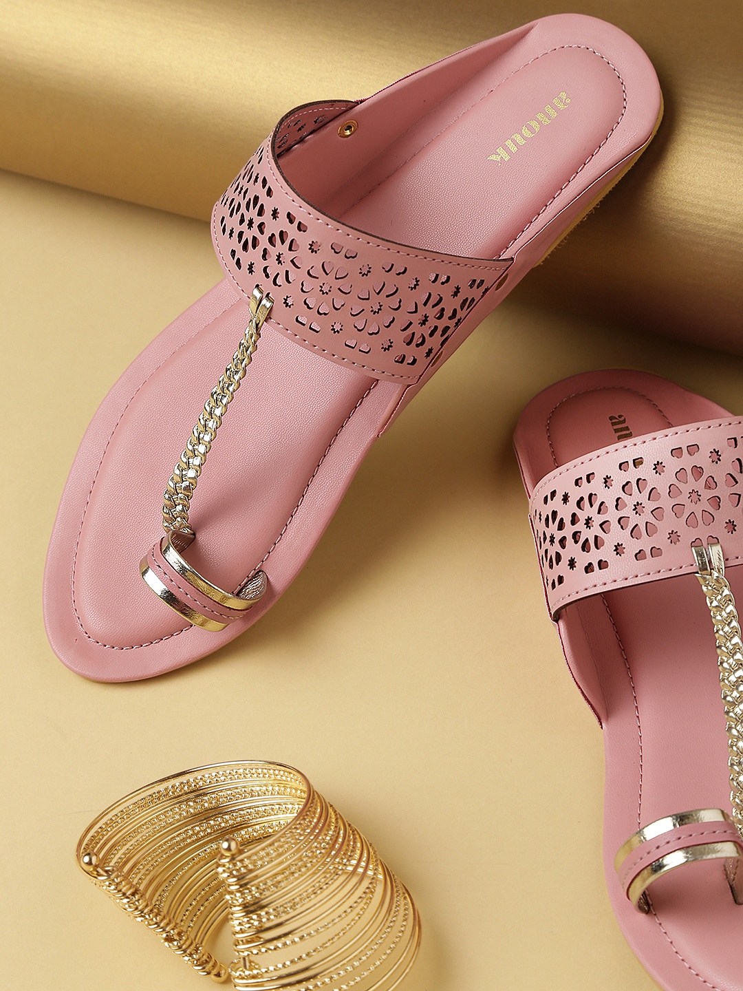 

Anouk Women Pink One Toe Flats with Laser Cuts