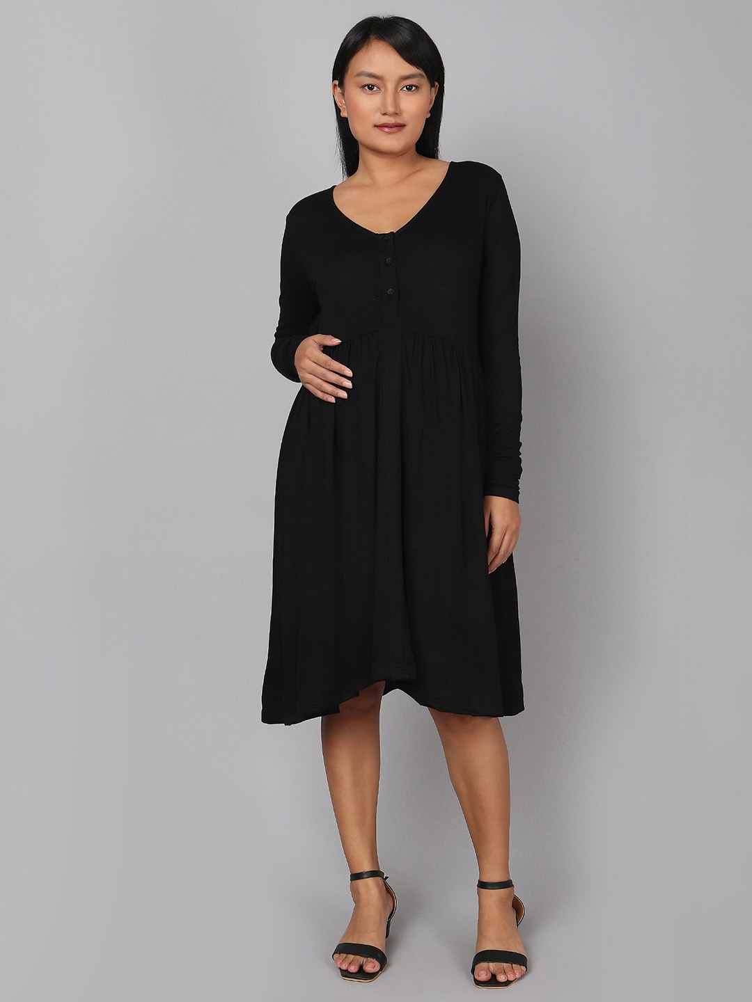 

Ed-a-Mamma Women Maternity A-Line Dress, Black