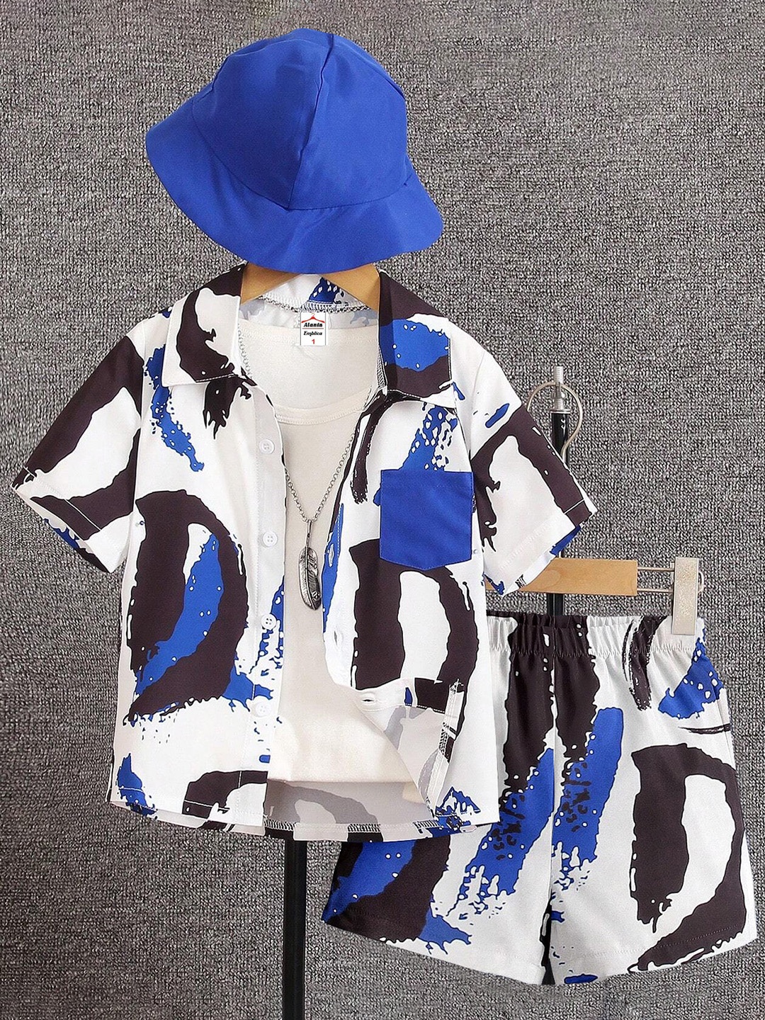

Emblica Unisex Kids Printed Shirt with Shorts, Blue