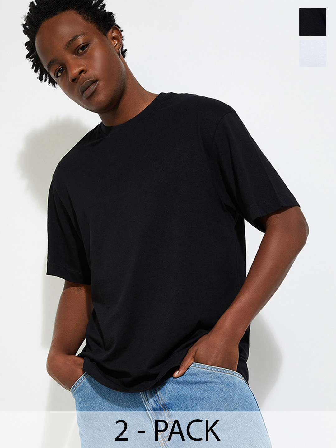 

Max URB_N Men Pack of 2 Solid T-shirt, Black