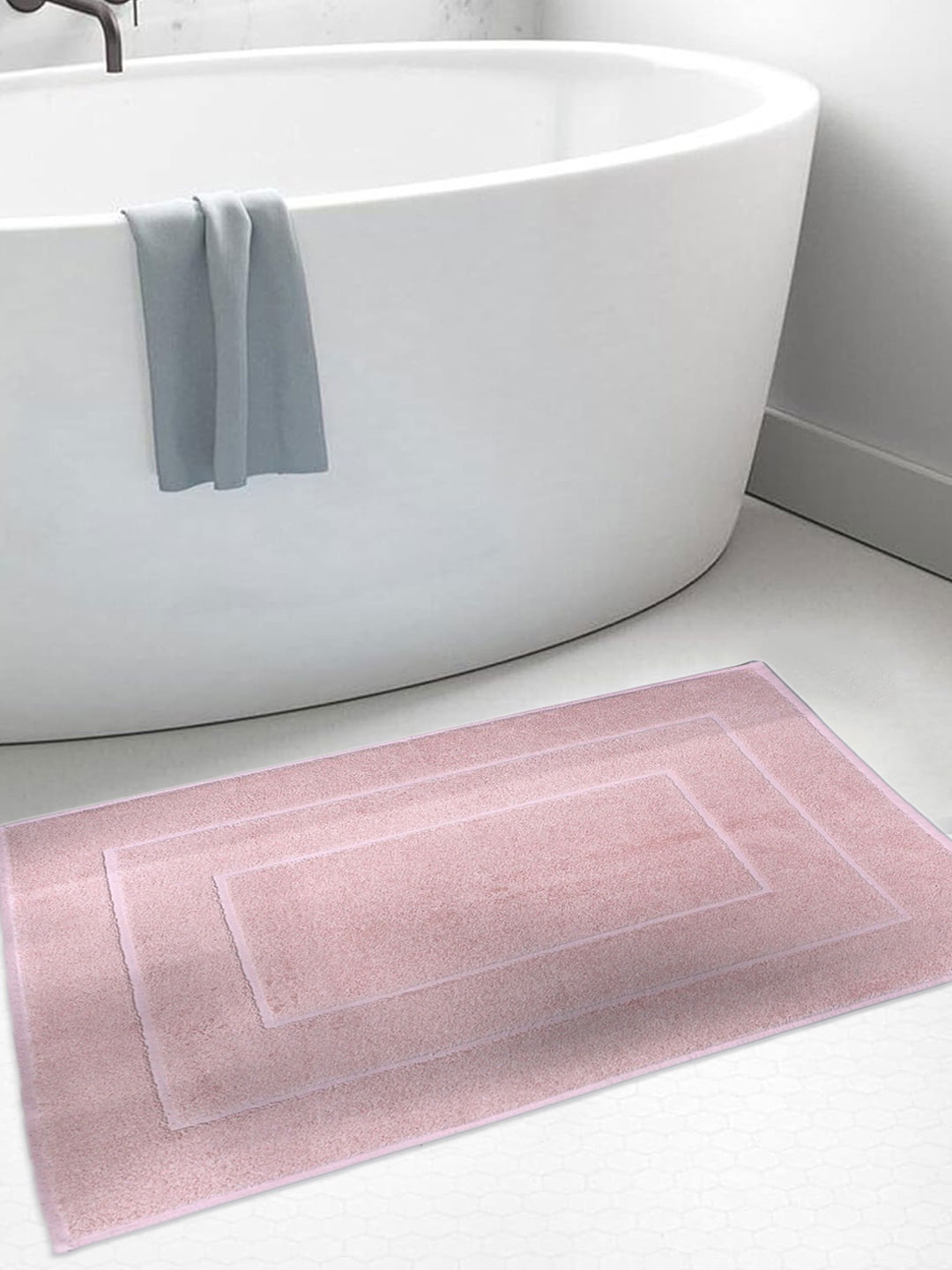 

BOMBAY DYEING Pink Pure Cotton 450 GSM Anti- Skid Bath Rug