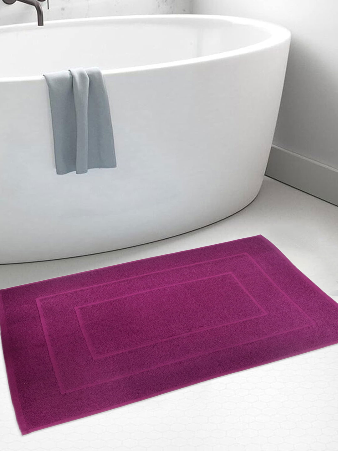 

BOMBAY DYEING Purple Pure Cotton Anti Skid 450 GSM Bath Rugs