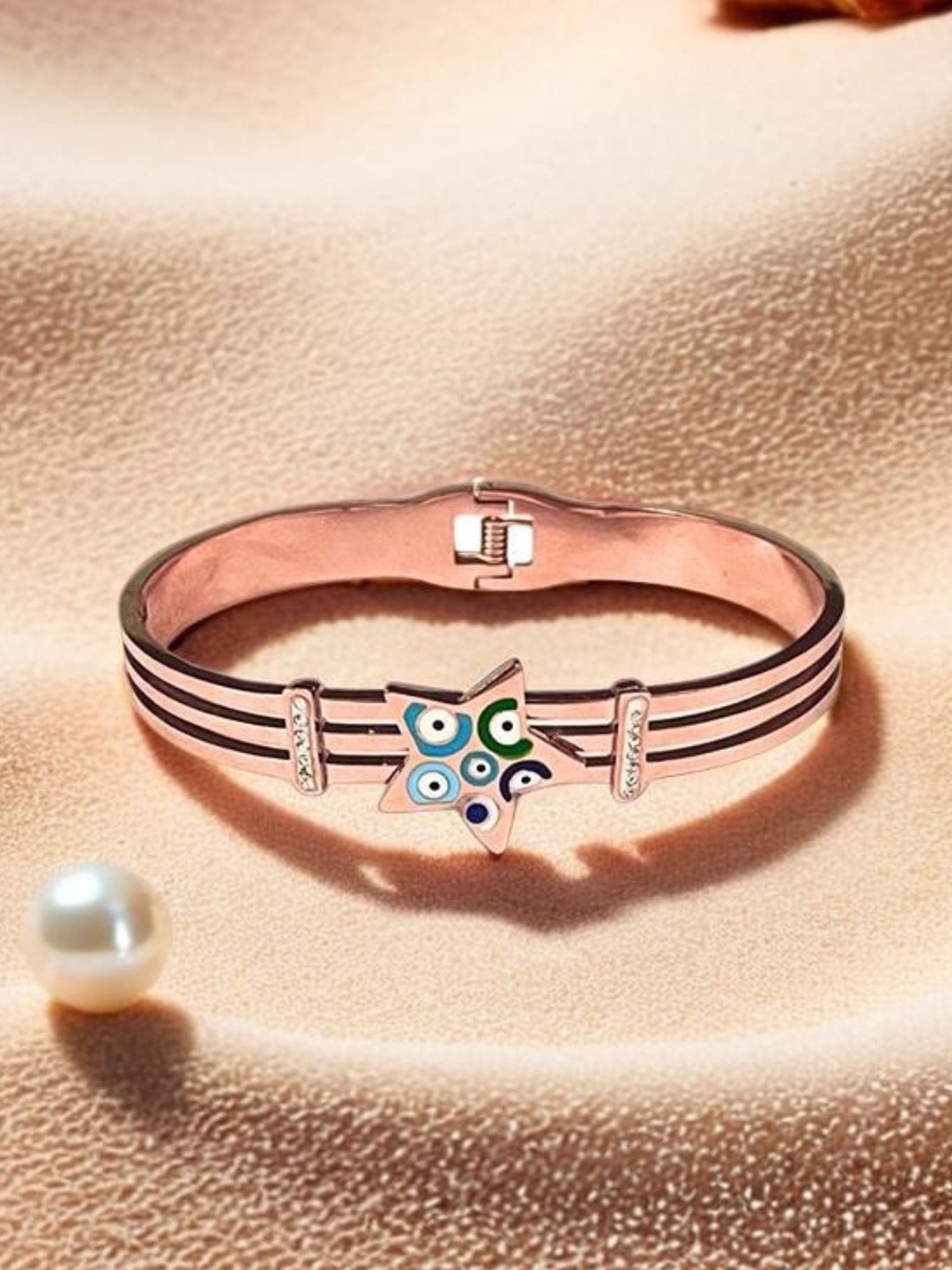 

MANSIYAORANGE Rose Gold-Plated American Diamond Studded Anti-Tarnish Kada Bracelet