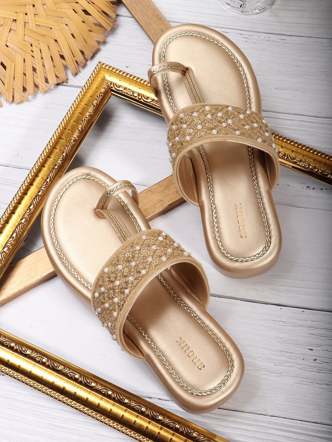 

Anouk Embellished Ethnic Wedge Sandals, Gold