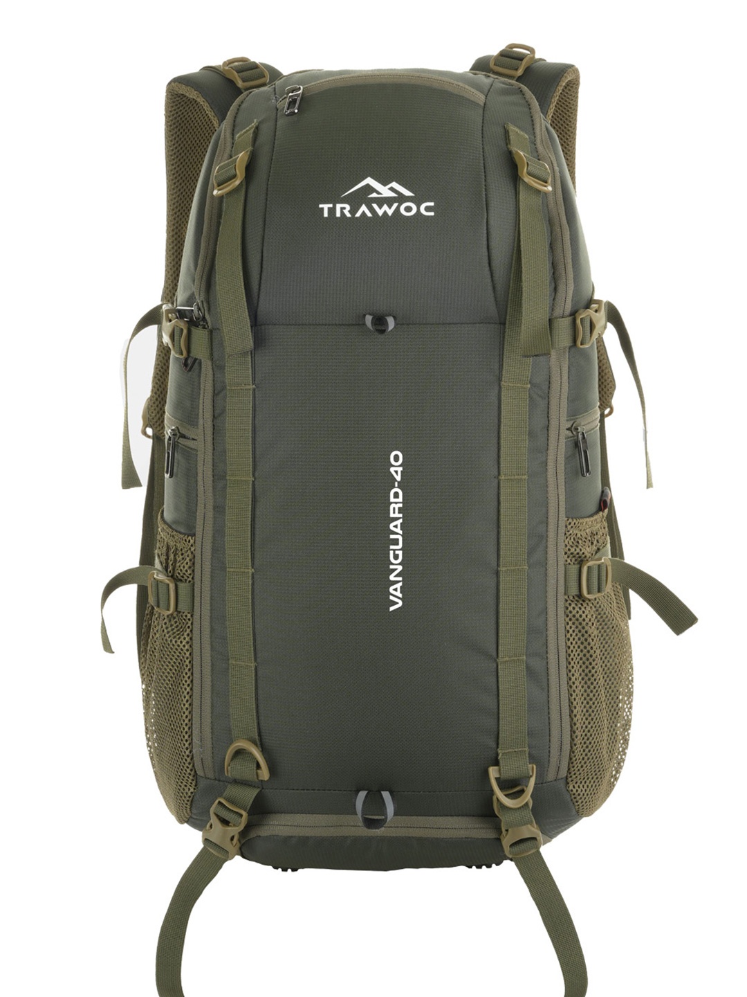 

TRAWOC VANGUARD Solid 40L Travel Backpack with Shoe Compartment & Rain Cover, Olive