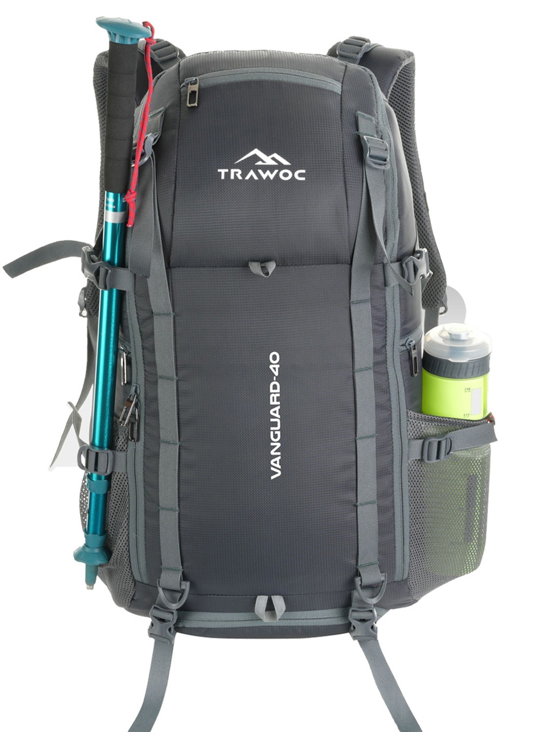 TRAWOC VANGUARD Solid 40L Travel Backpack with Shoe Compartment & Rain Cover, Grey