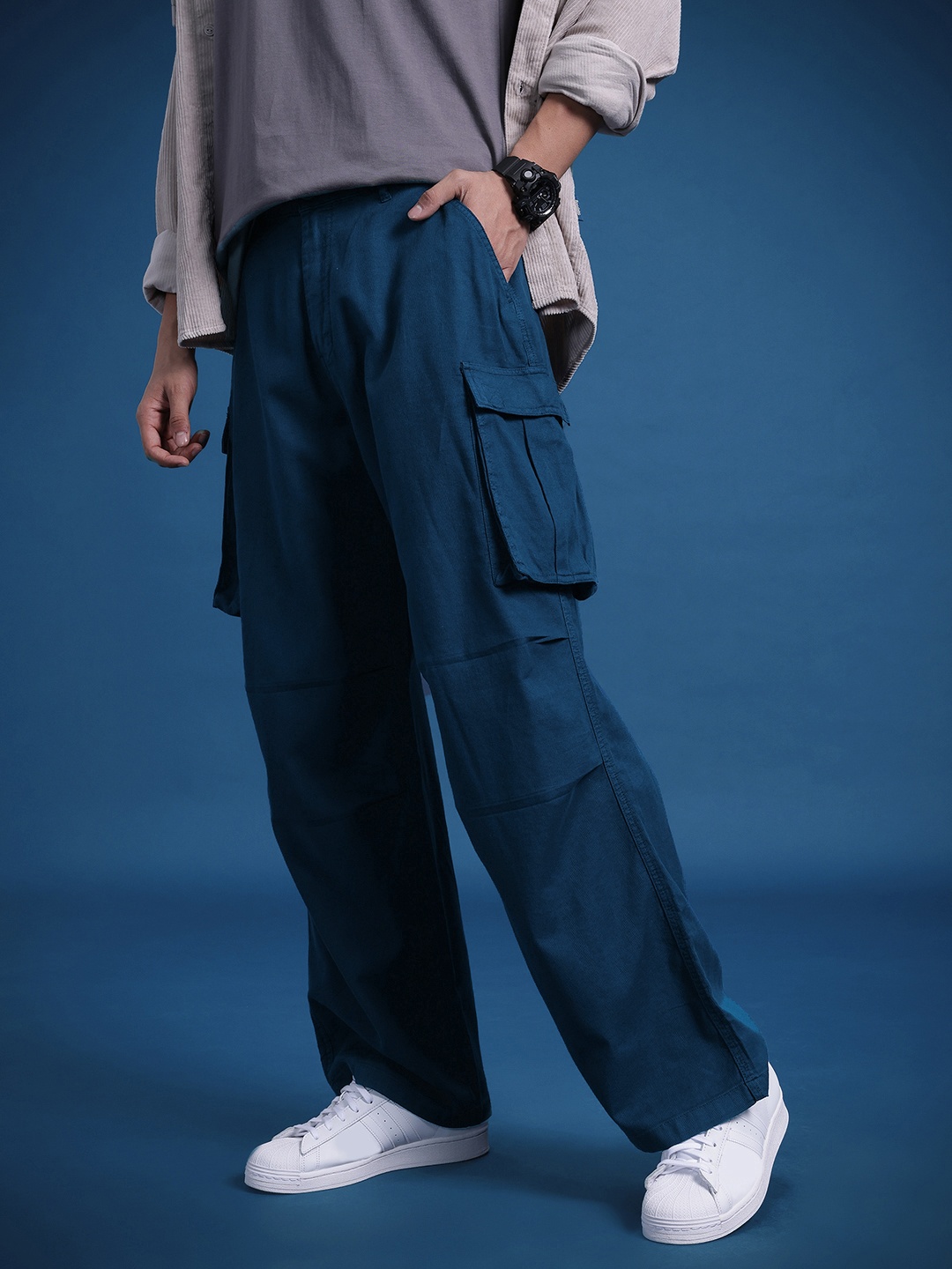 

The Roadster Lifestyle Co. Men Parachute Fit Cargos, Navy blue
