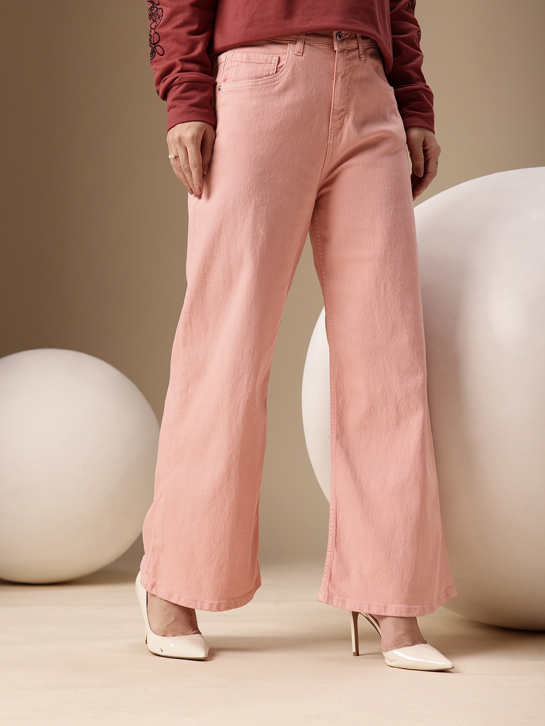 

Chemistry Women Wide Leg High-Rise Stretchable Jeans, Pink