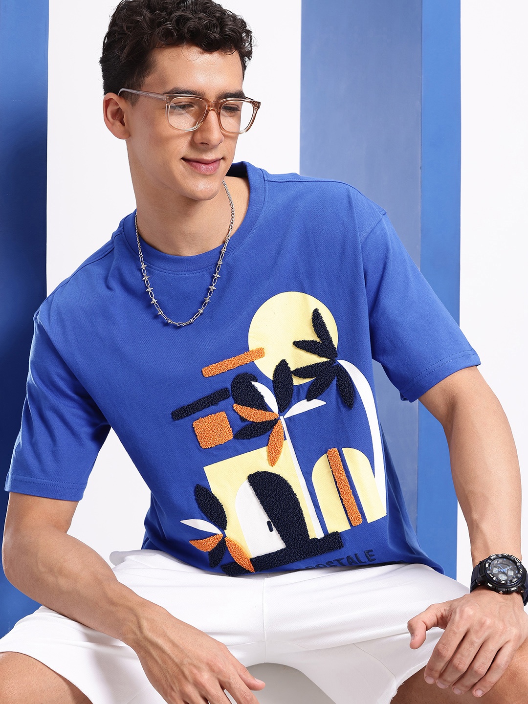 

Aeropostale Graphic Printed Relaxed Fit Pure Cotton T-shirt, Blue
