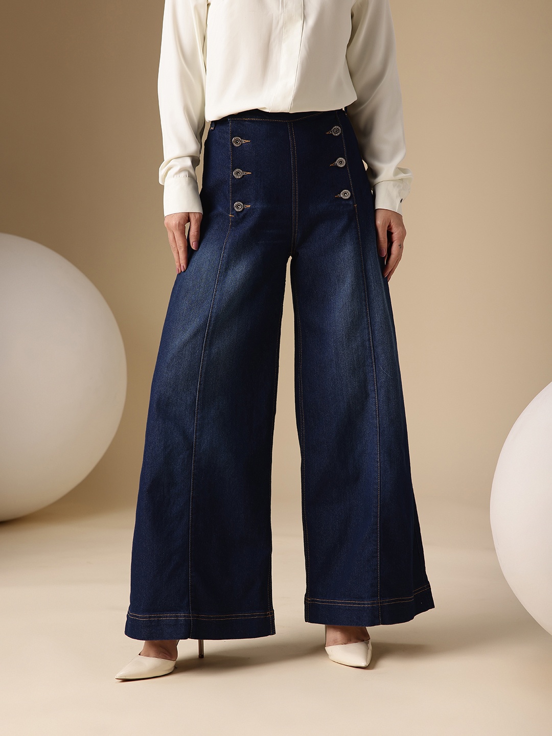 

Chemistry Women Wide Leg High-Rise Light Fade Stretchable Jeans, Blue