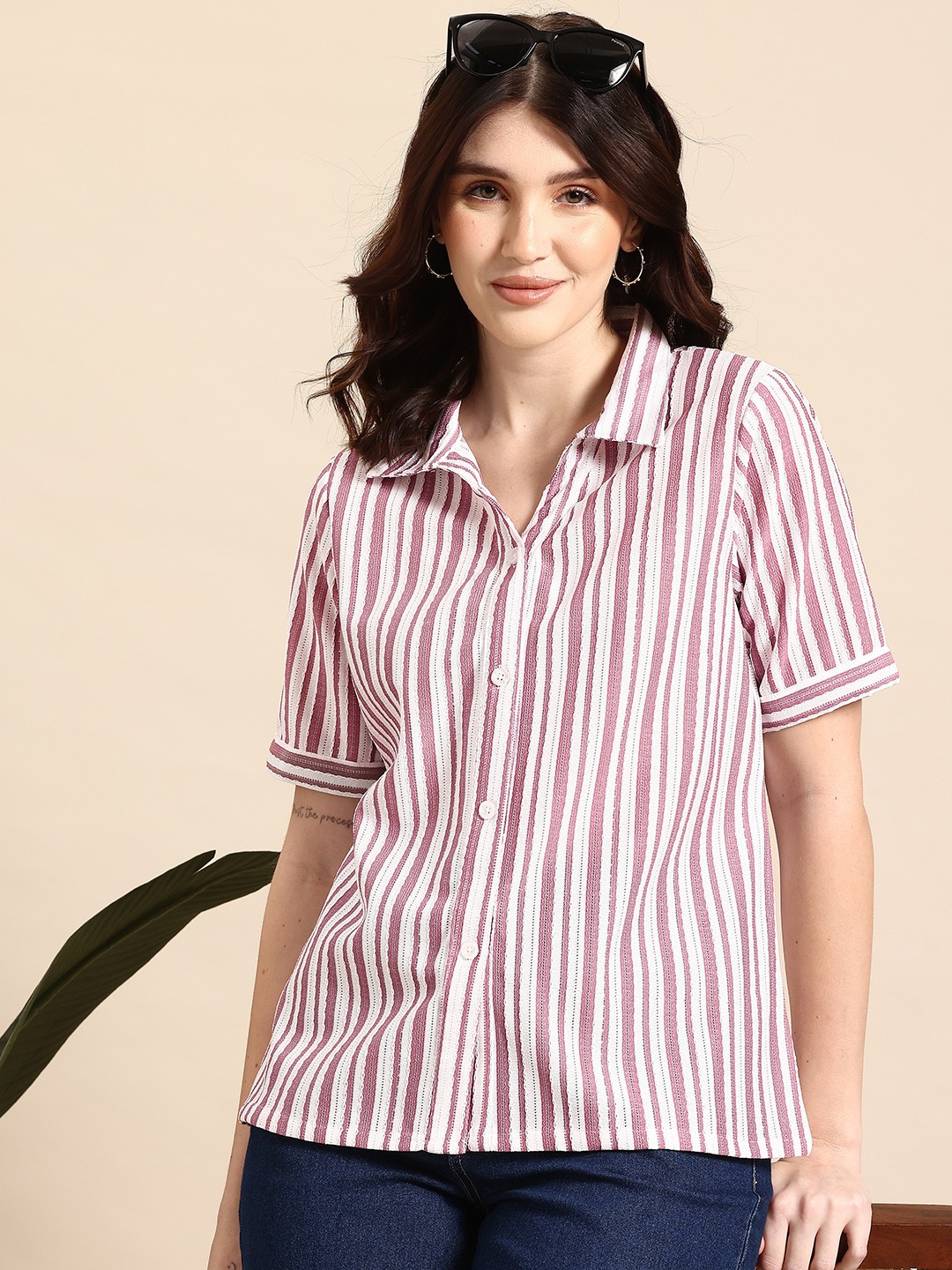 

Mast & Harbour Striped Shirt, Pink