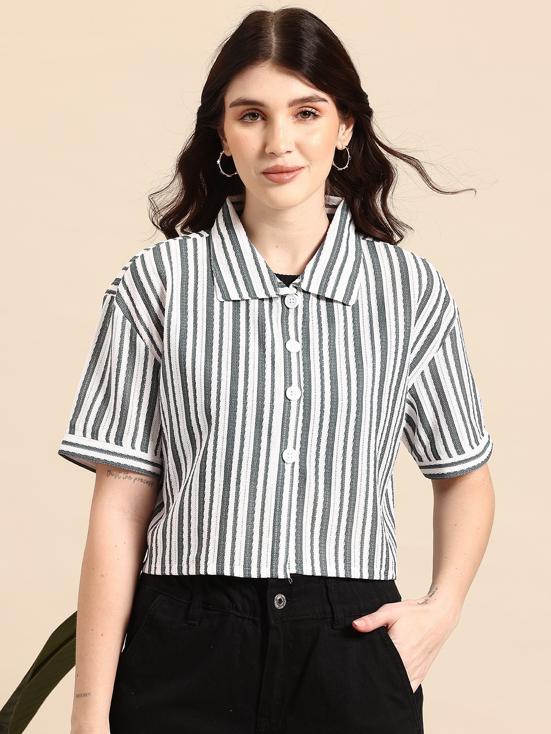 

Mast & Harbour Striped Casual Shirt, Green