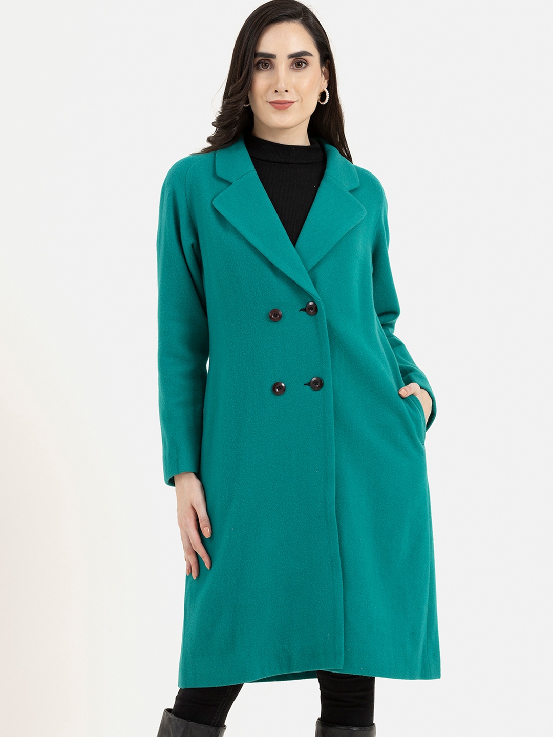 

Owncraft Women Double Breasted Wool Trench Coat, Black