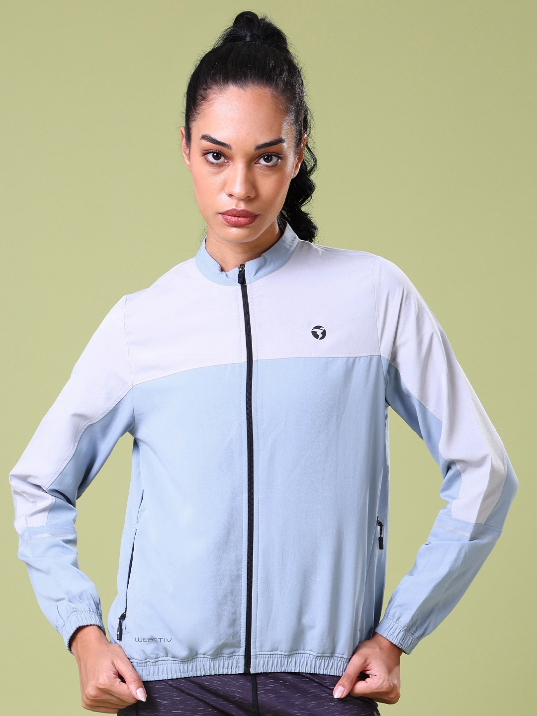 

Technosport Women Colourblocked Windcheater & Water Resistant Sporty Jacket, Blue