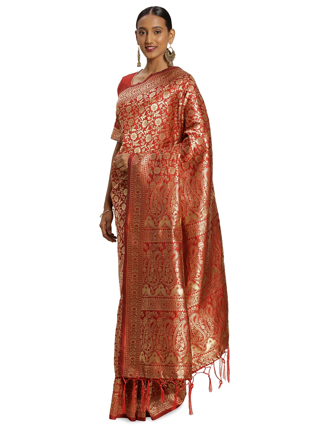 

Maroosh Woven Design Zari Traditional Banarasi Saree, Maroon