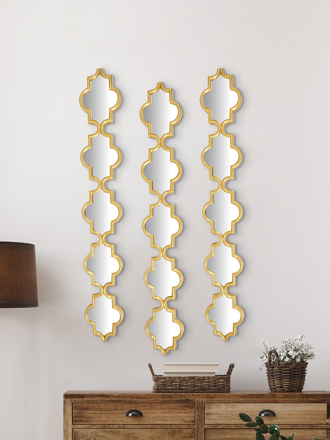 

Home Centre Ananda Rio Gold-Toned 3 Pieces Decorative Wall Mirrors