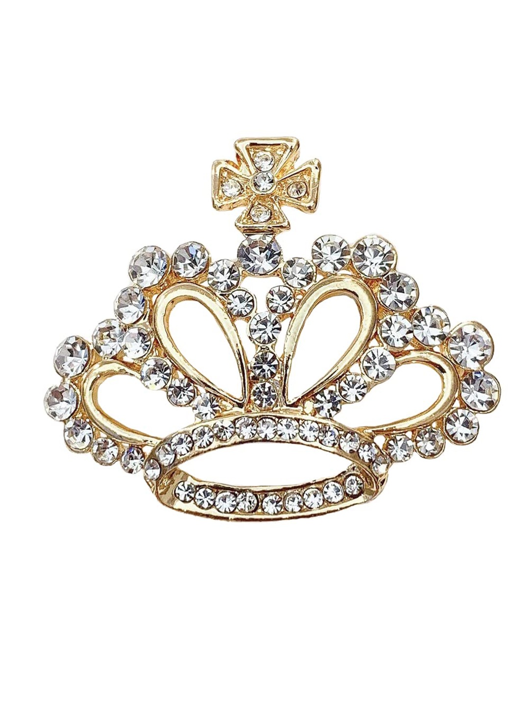 

SYGA Rhinestone Studded Western Crown Brooch, Gold