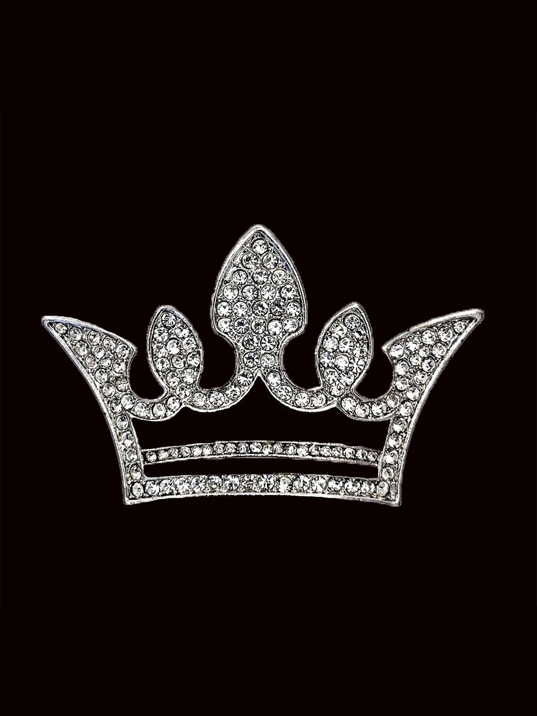 

SYGA Rhinestone Studded Western Crown Brooch, Silver