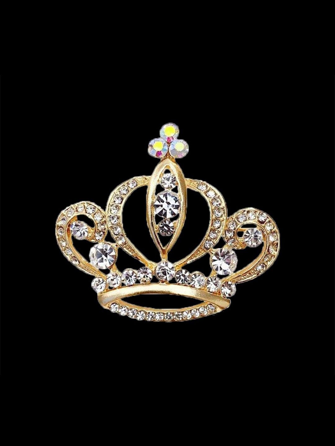 

SYGA Rhinestone Studded Western Crown Brooch, Gold