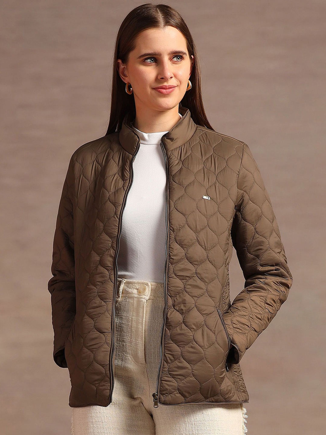 

U.S. Polo Assn. Women Mock Collar Quilted Jacket, Brown