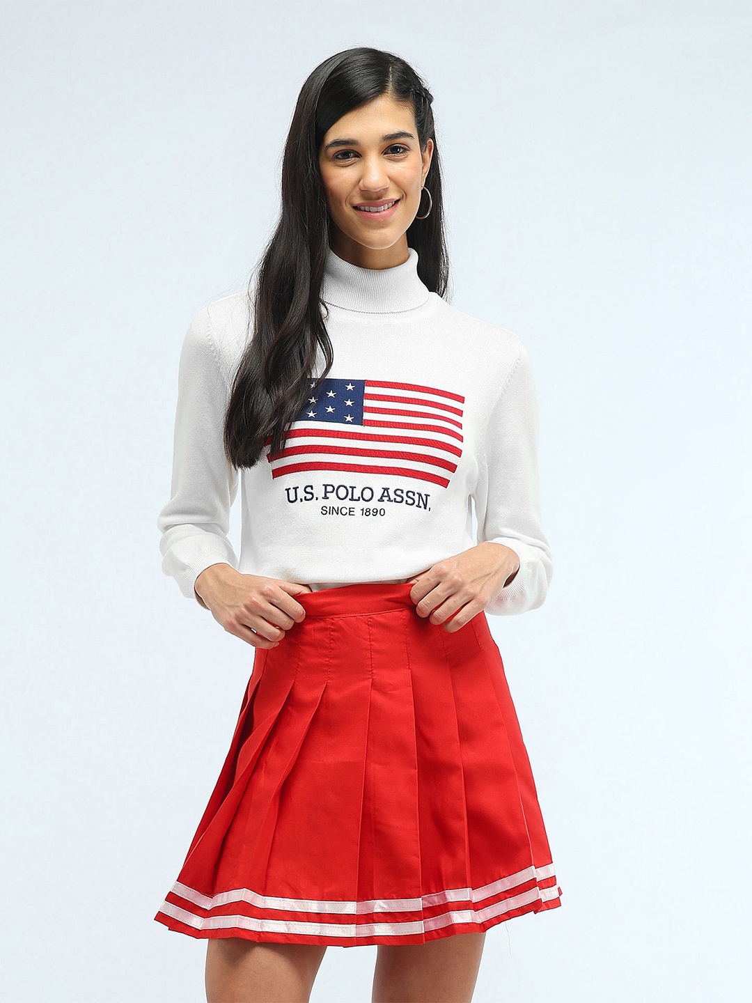 

U.S. Polo Assn. Women Women Cotton Printed Pullover, White